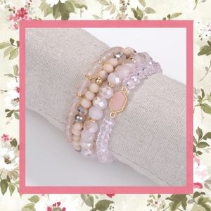 ✨BY REQUEST ✨PINK BEAD STACKER BRACELET BLING CUFF